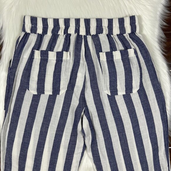 Pact Women's Size Medium Blue White‎ Stripe Organic Cotton Hemp Pull On Pants - Picture 8 of 10
